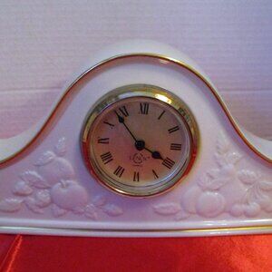 Vintage LENOX 1993 Fruit of Life Fine Ivory China Mantle Clock Made in USA WORKS